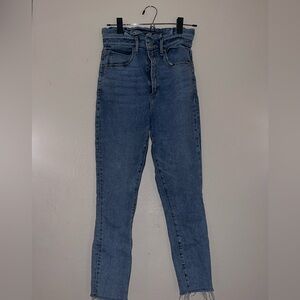 Abercrombie Ultra High Rise Ruffle Waist Jeans